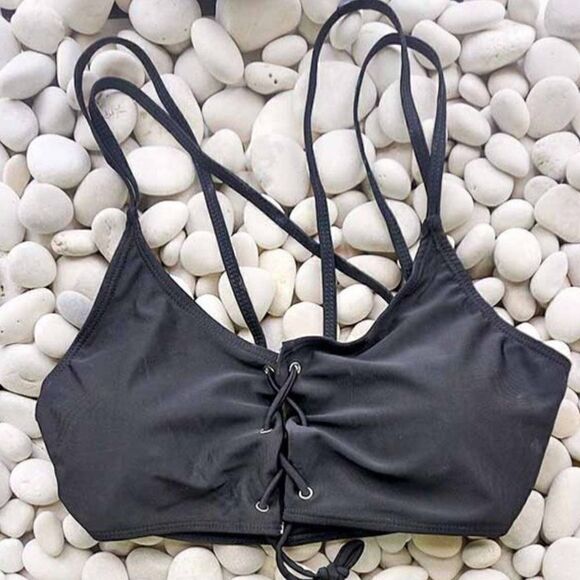 NWT XL: LACE UP FRONT RACER BIKINI SWIMSUIT - TWO PIECE SET - Picture 9 of 12